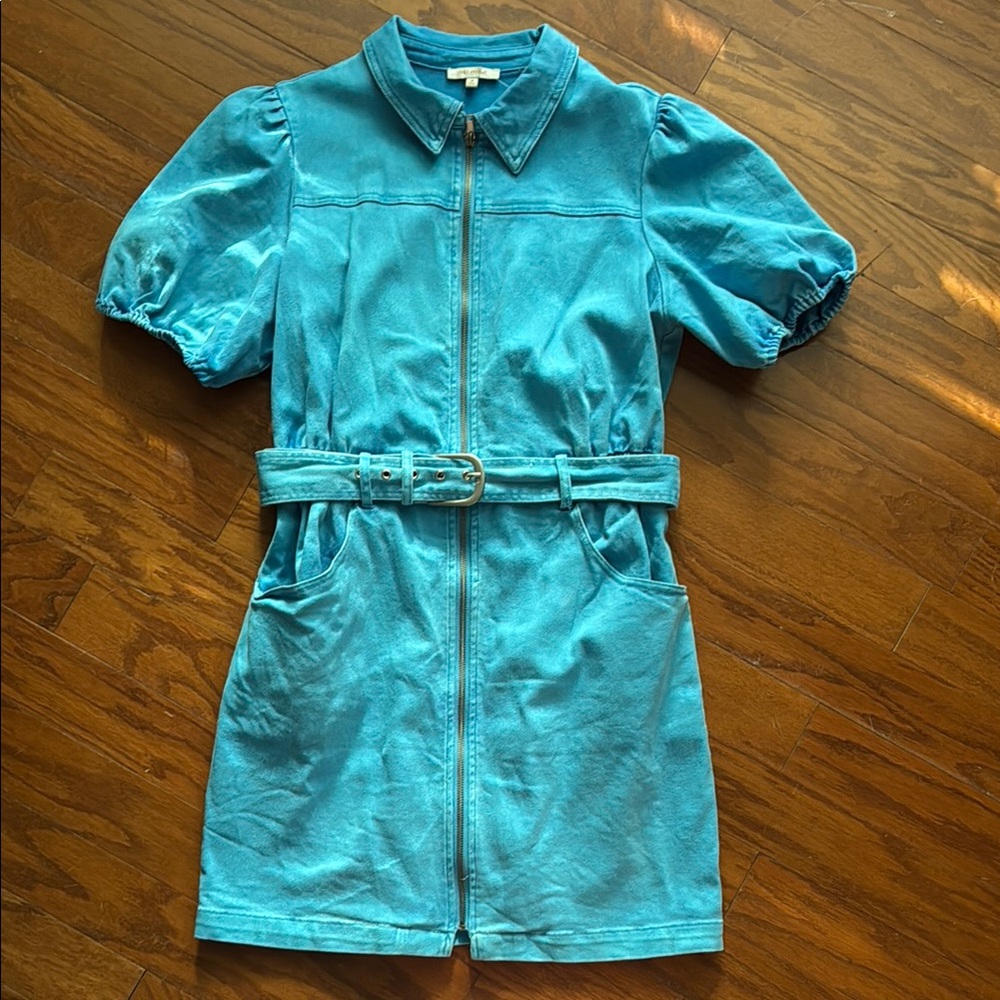 Skies Are Blue Teal Dress with Belt